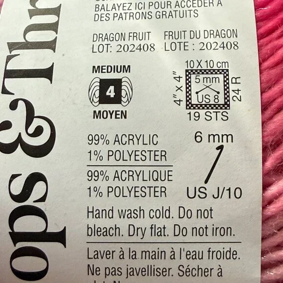 Loops & Threads Facets | Medium 4 | Dragon Fruit | 2 Skeins - Picture 3 of 4